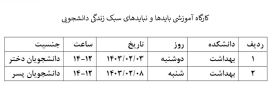 برگزاری کارگاه آموزشی بایدها و نبایدهای سبک زندگی دانشجویی